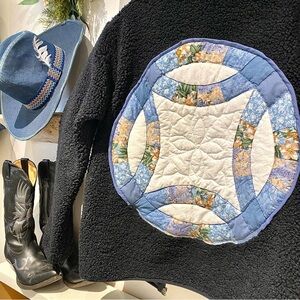 Quilted patchwork Teddy boho jacket w cottagecore cabin vibe